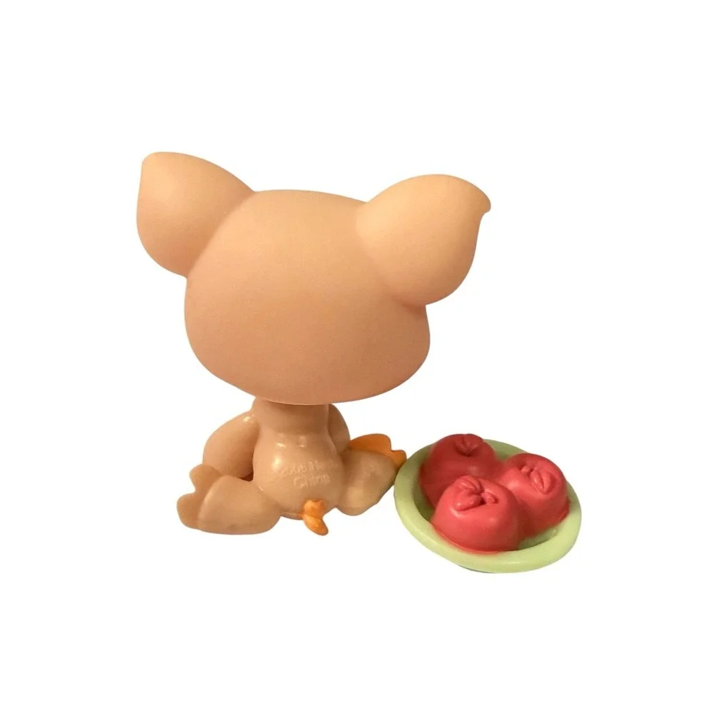 Littlest Pet Shop LPS Pig Messiest #885 2008 Pink Orange Original Food Plate